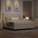 vidaXL LED Box Spring Ágy fejtámlával Krém 180 x 200 cm szövet