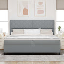 vidaXL LED Box Spring Ágy Világosszürke 200 x 200 cm szövet