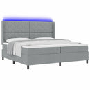 vidaXL LED Box Spring Ágy Világosszürke 200 x 200 cm szövet