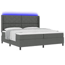 vidaXL LED Box Spring Ágy fejtámlával Sötétszürke 200 x 200 cm szövet