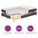 vidaXL Boxrugós ágy LED szalagokkal Barna 80 x 200 cm szövet