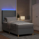 vidaXL Boxrugós ágy LED szalagokkal Világosszürke 90 x 190 cm szövet