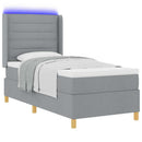 vidaXL Boxrugós ágy LED szalagokkal Világosszürke 90 x 190 cm szövet