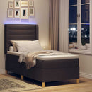 vidaXL Boxrugós ágy LED szalagokkal Barna 90 x 190 cm szövet
