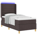 vidaXL Boxrugós ágy LED szalagokkal Barna 90 x 190 cm szövet