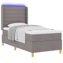 vidaXL Boxrugós ágy LED szalagokkal Tópszínű 90 x 190 cm szövet