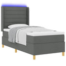 vidaXL Boxrugós ágy párnával LED szalagokkal Szürke 90 x 200 cm szövet