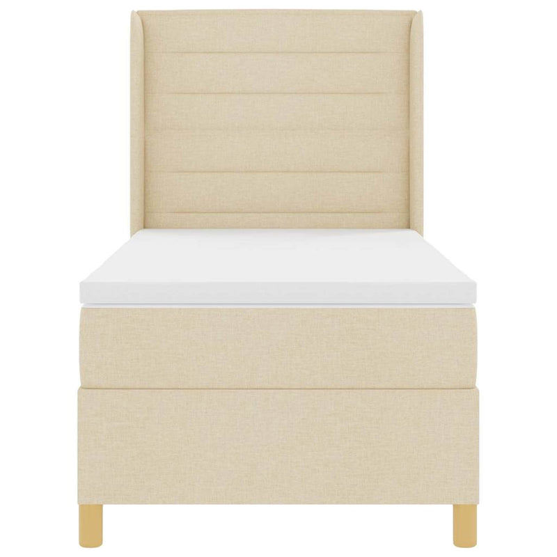 vidaXL Boxrugós ágy matracmal Krém 100 x 200 cm szövet