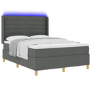 vidaXL Boxrugós ágy LED szalagokkal Szürke 140 x 190 cm szövet