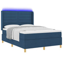 vidaXL Boxrugós ágy LED szalagokkal Kék 140 x 190 cm szövet