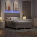 vidaXL Boxrugós ágy LED szalagokkal Tópszínű 160 x 200 cm szövet