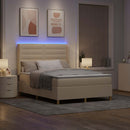 vidaXL Boxrugós ágy LED szalagokkal Krém 160 x 200 cm szövet