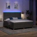 vidaXL Boxrugós ágy LED szalagokkal Szürke 180 x 200 cm szövet