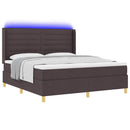 vidaXL Boxrugós ágy LED szalagokkal Barna 180 x 200 cm szövet
