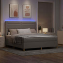 vidaXL Boxrugós ágy LED szalagokkal Tópszínű 180 x 200 cm szövet