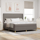 vidaXL Boxrugós ágy LED szalagokkal Tópszínű 180 x 200 cm szövet