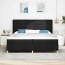 vidaXL Boxrugós ágy matracmal leddel Fekete 200 x 200 cm szövet