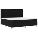 vidaXL Boxrugós ágy matracmal leddel Fekete 200 x 200 cm szövet