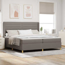 vidaXL Boxrugós ágy LED szalagokkal Tópszínű 200 x 200 cm szövet