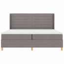 vidaXL Boxrugós ágy LED szalagokkal Tópszínű 200 x 200 cm szövet