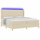 vidaXL Boxrugós ágy matracmal leddel Krém 200 x 200 cm szövet