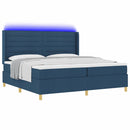 vidaXL Boxrugós ágy LED szalagokkal Kék 200 x 200 cm szövet