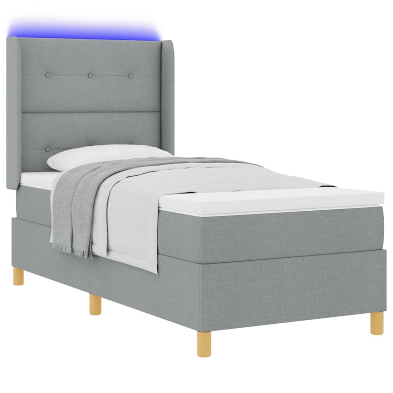 vidaXL Boxrugós ágy matracmal Világosszürke 80 x 200 cm szövet