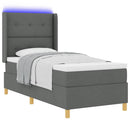 vidaXL Boxrugós ágy LED szalagokkal Szürke 90 x 200 cm szövet