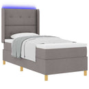 vidaXL Boxrugós ágy LED szalagokkal Tópszínű 100 x 200 cm szövet