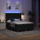 vidaXL Boxrugós ágy LED szalagokkal Fekete 140 x 200 cm szövet