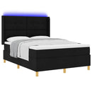 vidaXL Boxrugós ágy LED szalagokkal Fekete 140 x 200 cm szövet