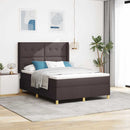 vidaXL Boxrugós ágy LED szalagokkal Barna 160 x 200 cm szövet