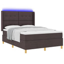 vidaXL Boxrugós ágy LED szalagokkal Barna 160 x 200 cm szövet