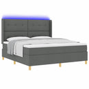 vidaXL Boxrugós ágy LED szalagokkal Szürke 180 x 200 cm szövet
