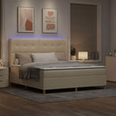 vidaXL Boxrugós ágy LED szalagokkal Krém 180 x 200 cm szövet