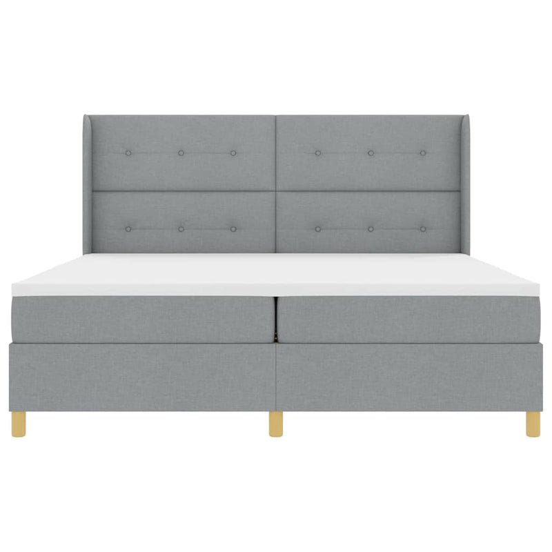 vidaXL Boxrugós ágy matracmal Világosszürke 200 x 200 cm szövet