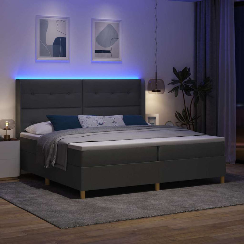 vidaXL Boxrugós ágy matracmal Szürke 200 x 200 cm szövet