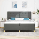 vidaXL Boxrugós ágy LED szalagokkal Szürke 200 x 200 cm szövet