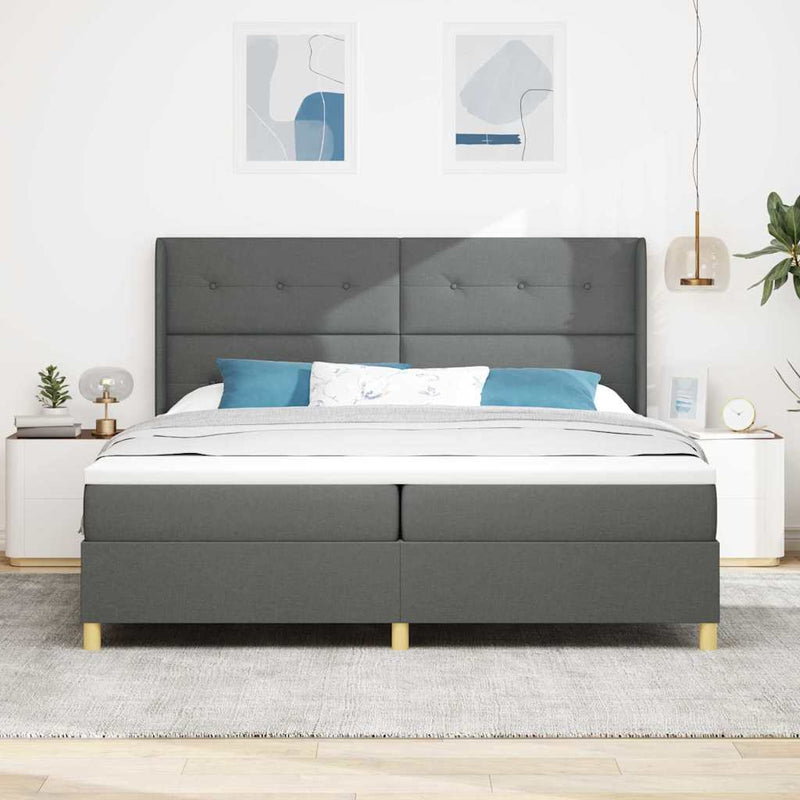 vidaXL Boxrugós ágy matracmal Szürke 200 x 200 cm szövet