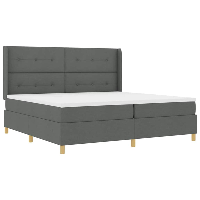 vidaXL Boxrugós ágy matracmal Szürke 200 x 200 cm szövet