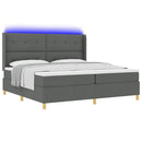 vidaXL Boxrugós ágy LED szalagokkal Szürke 200 x 200 cm szövet