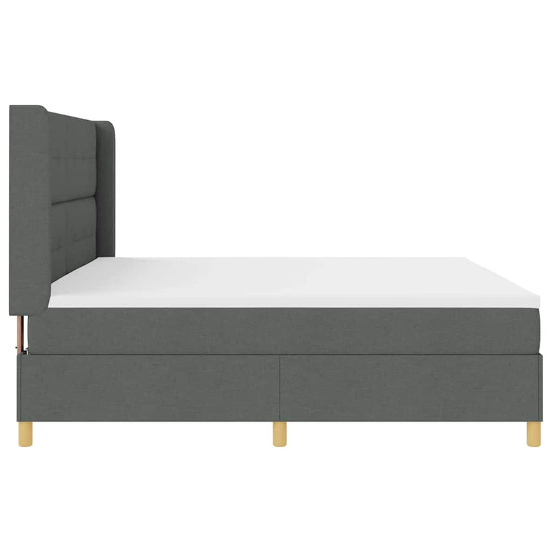 vidaXL Boxrugós ágy matracmal Szürke 200 x 200 cm szövet