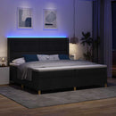 vidaXL Boxrugós ágy LED szalagokkal Fekete 200 x 200 cm szövet