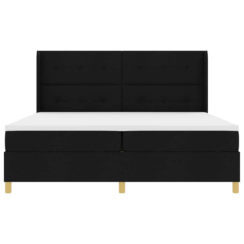 vidaXL Boxrugós ágy matracmal Fekete 200 x 200 cm szövet