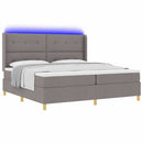 vidaXL Boxrugós ágy LED szalagokkal Tópszínű 200 x 200 cm szövet