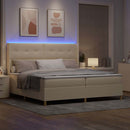 vidaXL Boxrugós ágy LED szalagokkal Krém 200 x 200 cm szövet