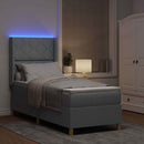 vidaXL Boxrugós ágy LED szalagokkal Világosszürke 80 x 200 cm szövet