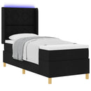 vidaXL Boxrugós ágy LED szalagokkal Fekete 80 x 200 cm szövet