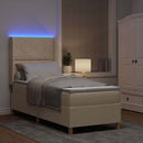vidaXL Boxrugós ágy LED szalagokkal Krém 80 x 200 cm szövet