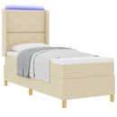 vidaXL Boxrugós ágy LED szalagokkal Krém 80 x 200 cm szövet